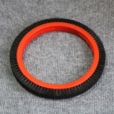 Monforts Stenter Machine Parts Red Plastic Body Brush Wheel Black Bristle Pig Hair 220mm Outer Dia