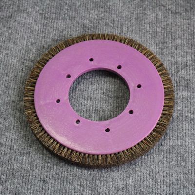 Customized Stenter Machine Parts Brush Wheel Purple Plastic Body Mixed Bristle Pig Hair 8 Holes