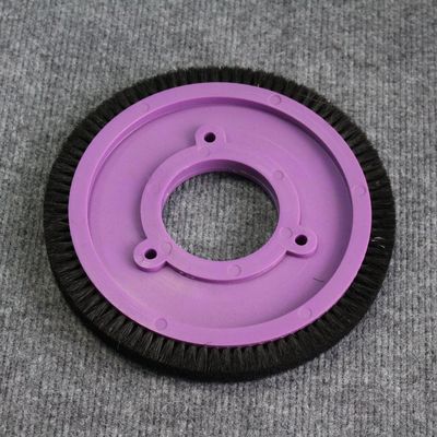 Customized Stenter Machine Parts Brush Wheel Purple Plastic Body Mixed Bristle Pig Hair 8 Holes