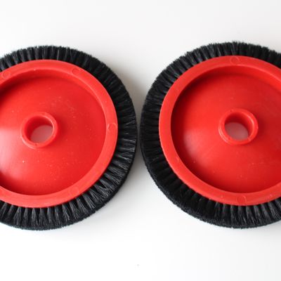Monforts Stenter Machine Parts Red Color Fabric Brush Wheel Plastic Body Black Pig Hair 26/22mm Inner Dia